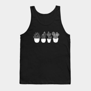 Cute Black and White Succulents Print pattern Tank Top